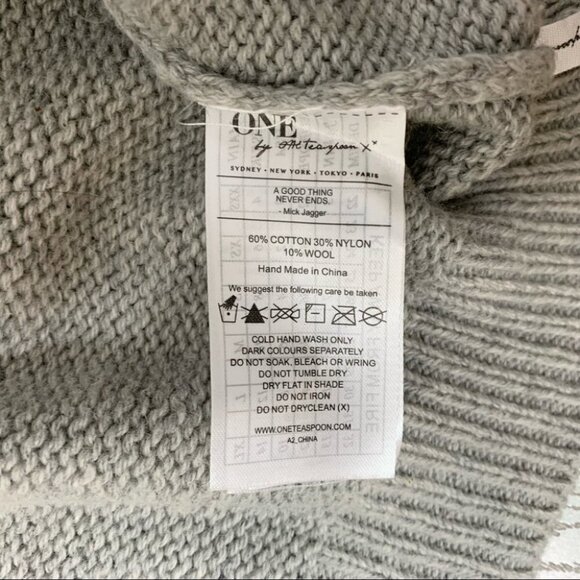 Free People One Teaspoon Classic Cotton Chunky Knit Sweater Grey Oversized XXS - Picture 13 of 15